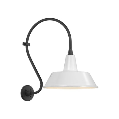 Academy Larrabee Barn Outdoor Wall Light in Matte Black/16-Inch White Bowers Shade (21-Inch).