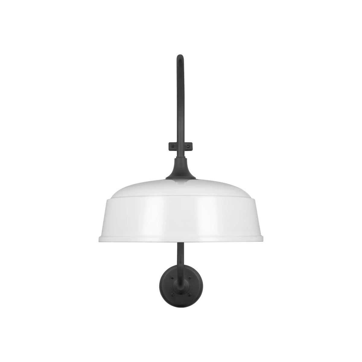 Academy Larrabee Barn Outdoor Wall Light in Matte Black/16-Inch White Rockhouse Shade (21-Inch).