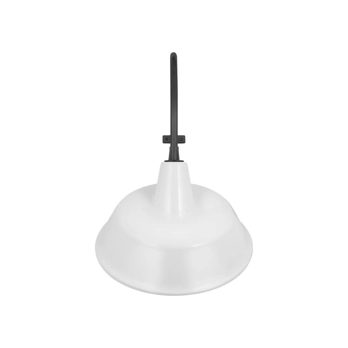 Academy Larrabee Barn Outdoor Wall Light in Matte Black/16-Inch White Tilted Bowers Shade (21-Inch).