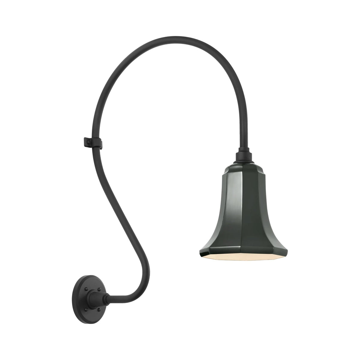 Academy Larrabee Barn Outdoor Wall Light in Matte Black/7.5-Inch Green Savannah Shade (24-Inch).