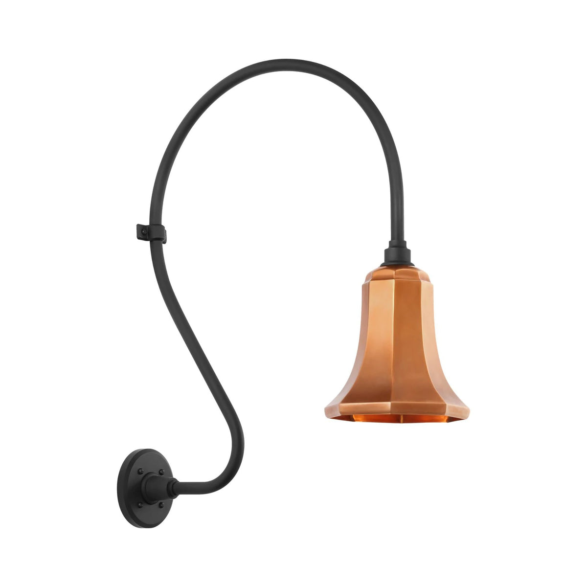 Academy Larrabee Barn Outdoor Wall Light in Matte Black/7.5-Inch Soft Copper Savannah Shade (24-Inch).