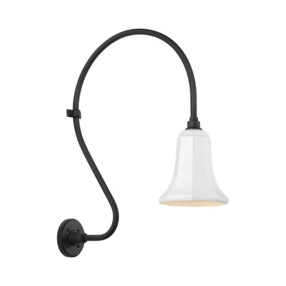 Academy Larrabee Barn Outdoor Wall Light in Matte Black/7.5-Inch White Savannah Shade (24-Inch).