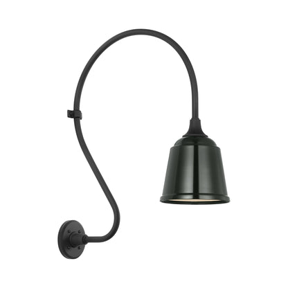 Academy Larrabee Barn Outdoor Wall Light in Matte Black/8-Inch Green Rockhouse Shade (24-Inch).