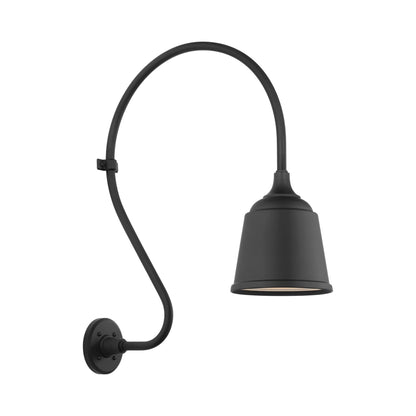 Academy Larrabee Barn Outdoor Wall Light in Matte Black/8-Inch Matte Black Rockhouse Shade (24-Inch).