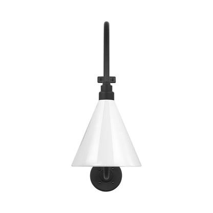 Academy Larrabee Barn Outdoor Wall Light in Matte Black/9-Inch White Conical Savannah Shade (24-Inch).
