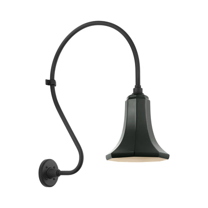 Academy Larrabee Barn Outdoor Wall Light in Matte Black/9.25-Inch Green Savannah Shade (24-Inch).