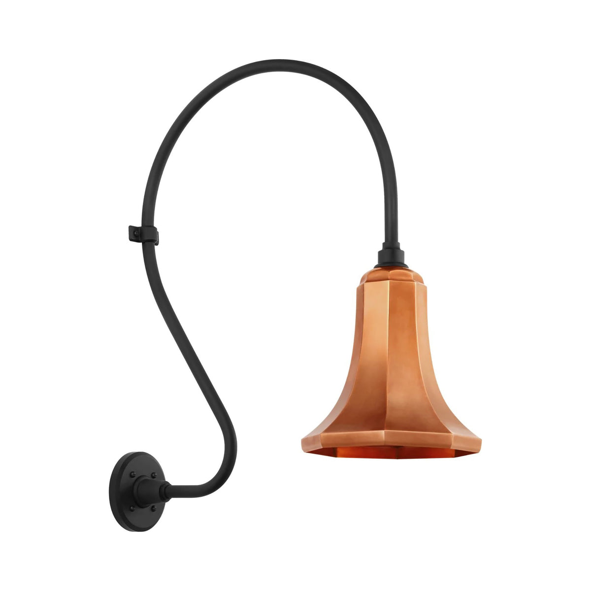 Academy Larrabee Barn Outdoor Wall Light in Matte Black/9.25-Inch Soft Copper Savannah Shade (24-Inch).