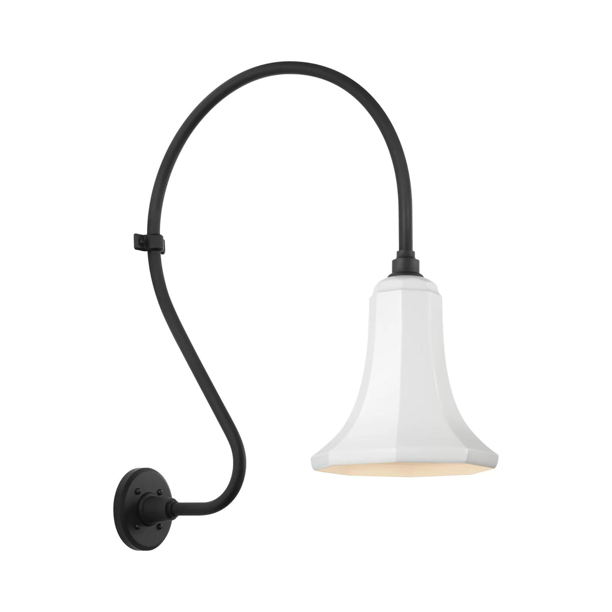 Academy Larrabee Barn Outdoor Wall Light in Matte Black/9.25-Inch White Savannah Shade (24-Inch).