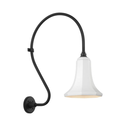 Academy Larrabee Barn Outdoor Wall Light in Matte Black/9.25-Inch White Savannah Shade (24-Inch).