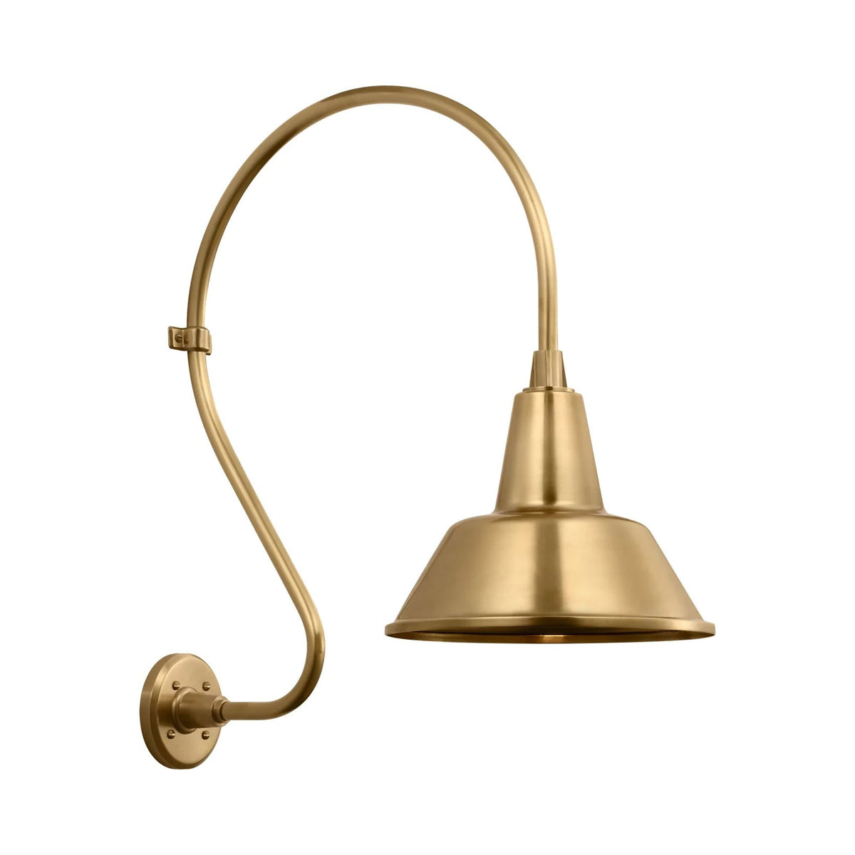 Academy Larrabee Barn Outdoor Wall Light in Hand-Rubbed Antique Brass/12.5-Inch Hand-Rubbed Antique Brass Bowers Shade (24-Inch).