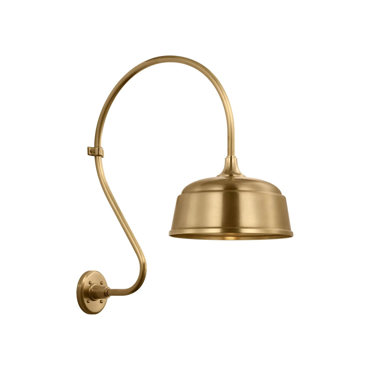 Academy Larrabee Barn Outdoor Wall Light in Hand-Rubbed Antique Brass/12.5-Inch Hand-Rubbed Antique Brass Rockhouse Shade (24-Inch).