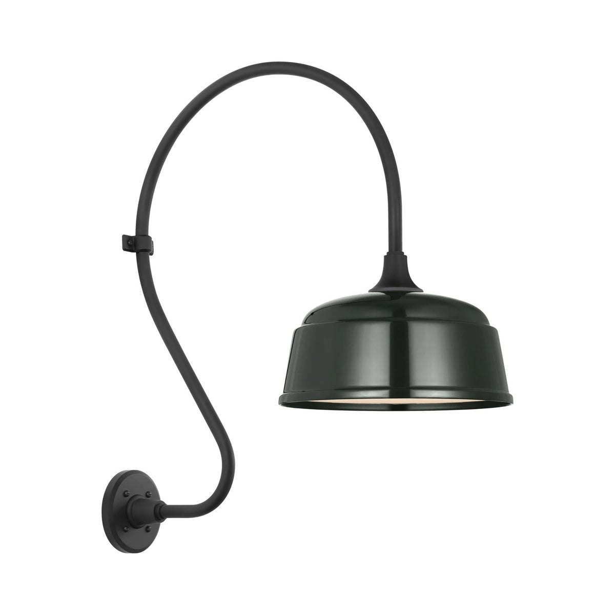 Academy Larrabee Barn Outdoor Wall Light in Matte Black/12.5-Inch Green Rockhouse Shade (24-Inch).