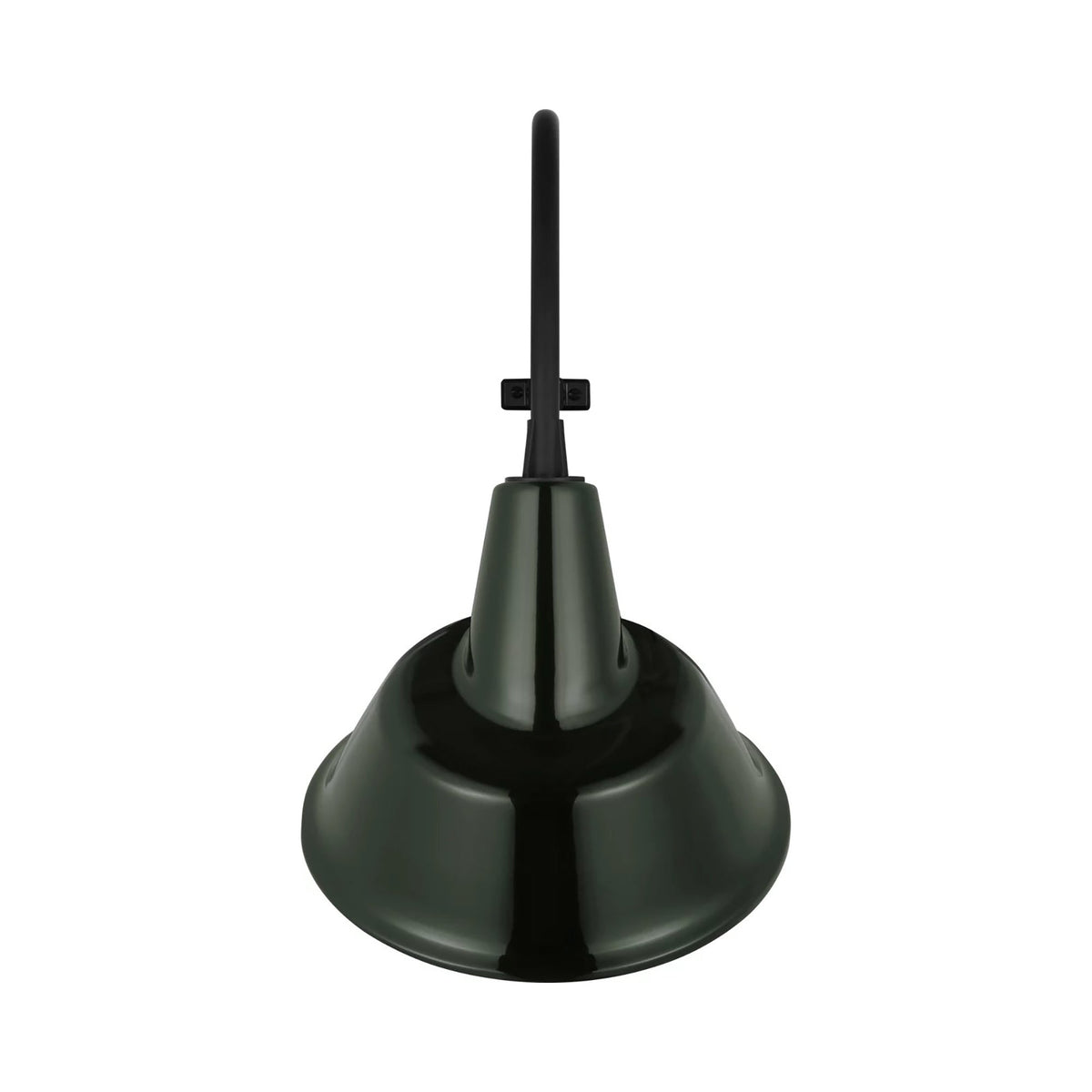 Academy Larrabee Barn Outdoor Wall Light in Matte Black/12.5-Inch Green Tilted Bowers Shade (24-Inch).