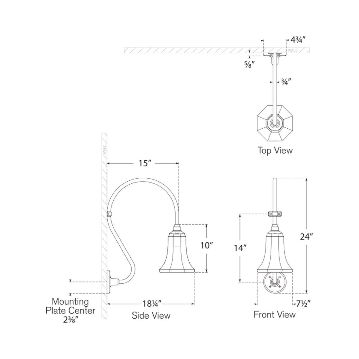 Academy Larrabee Barn Outdoor Wall Light - line drawing.