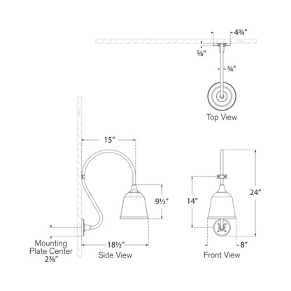 Academy Larrabee Barn Outdoor Wall Light - line drawing.