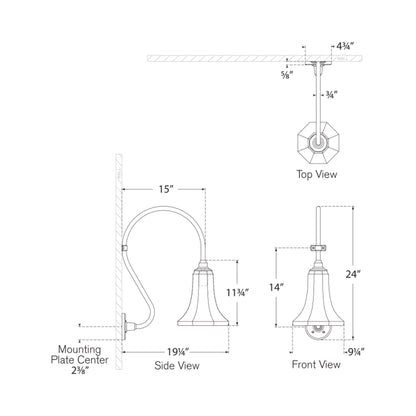 Academy Larrabee Barn Outdoor Wall Light - line drawing.