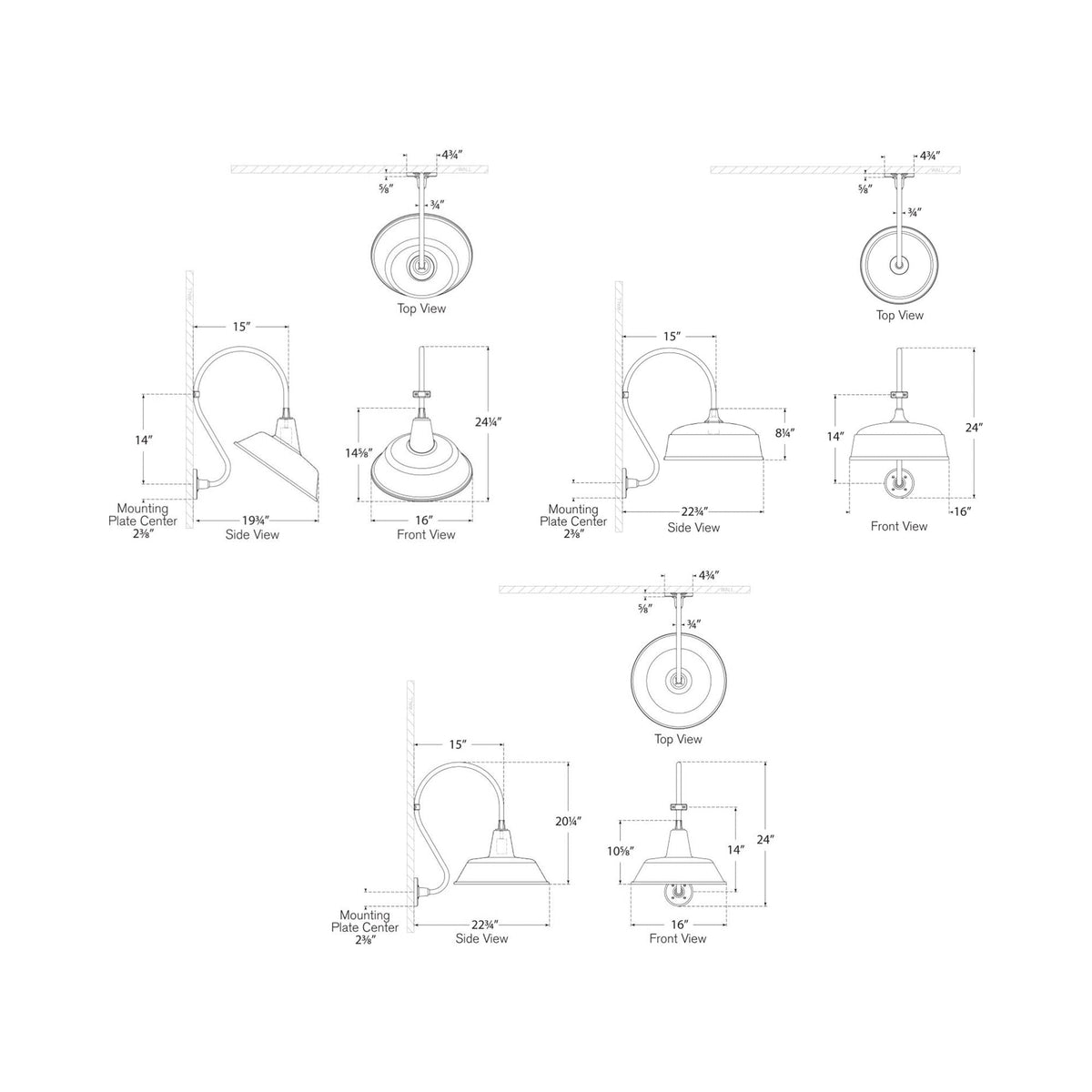 Academy Larrabee Barn Outdoor Wall Light - line drawing.