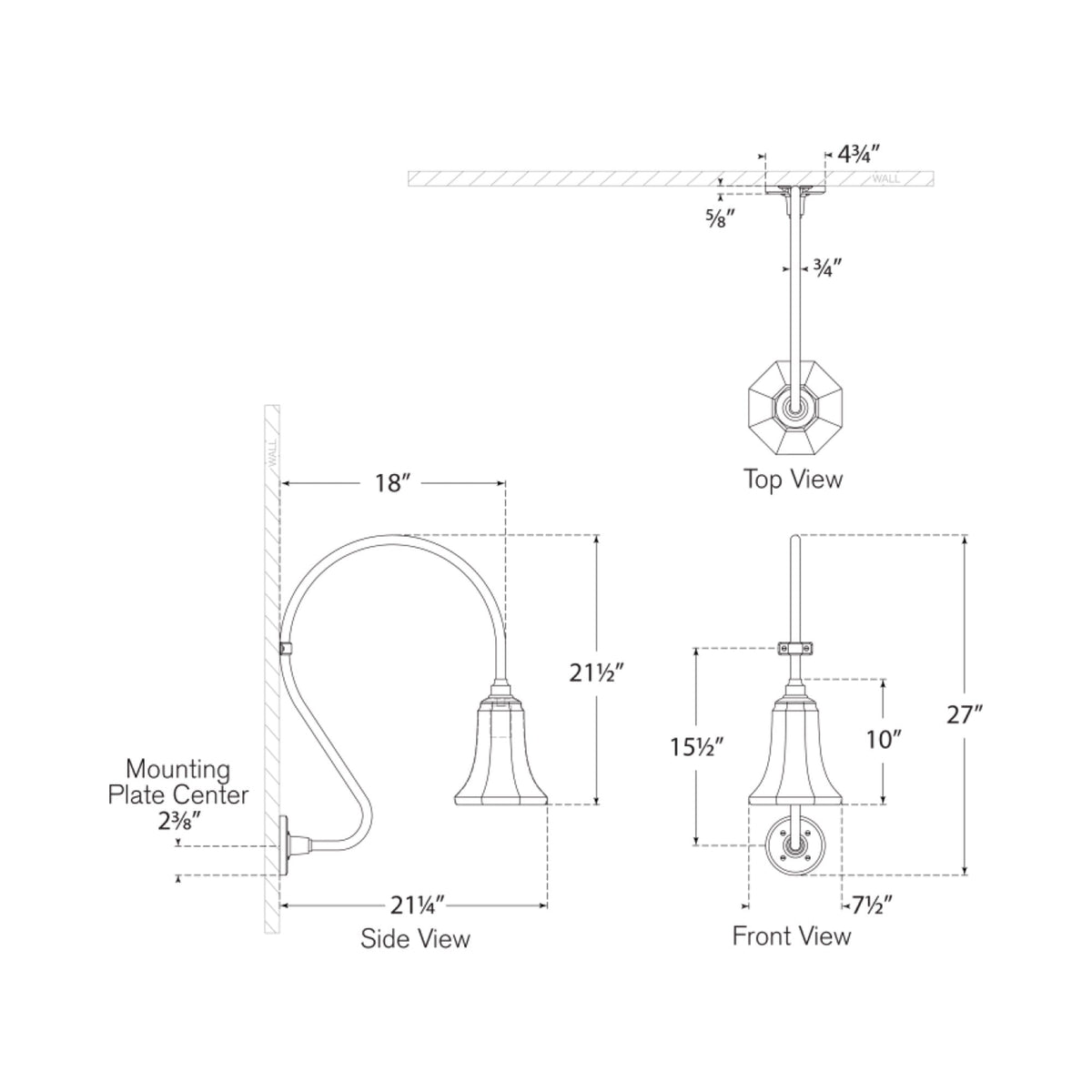 Academy Larrabee Barn Outdoor Wall Light - line drawing.