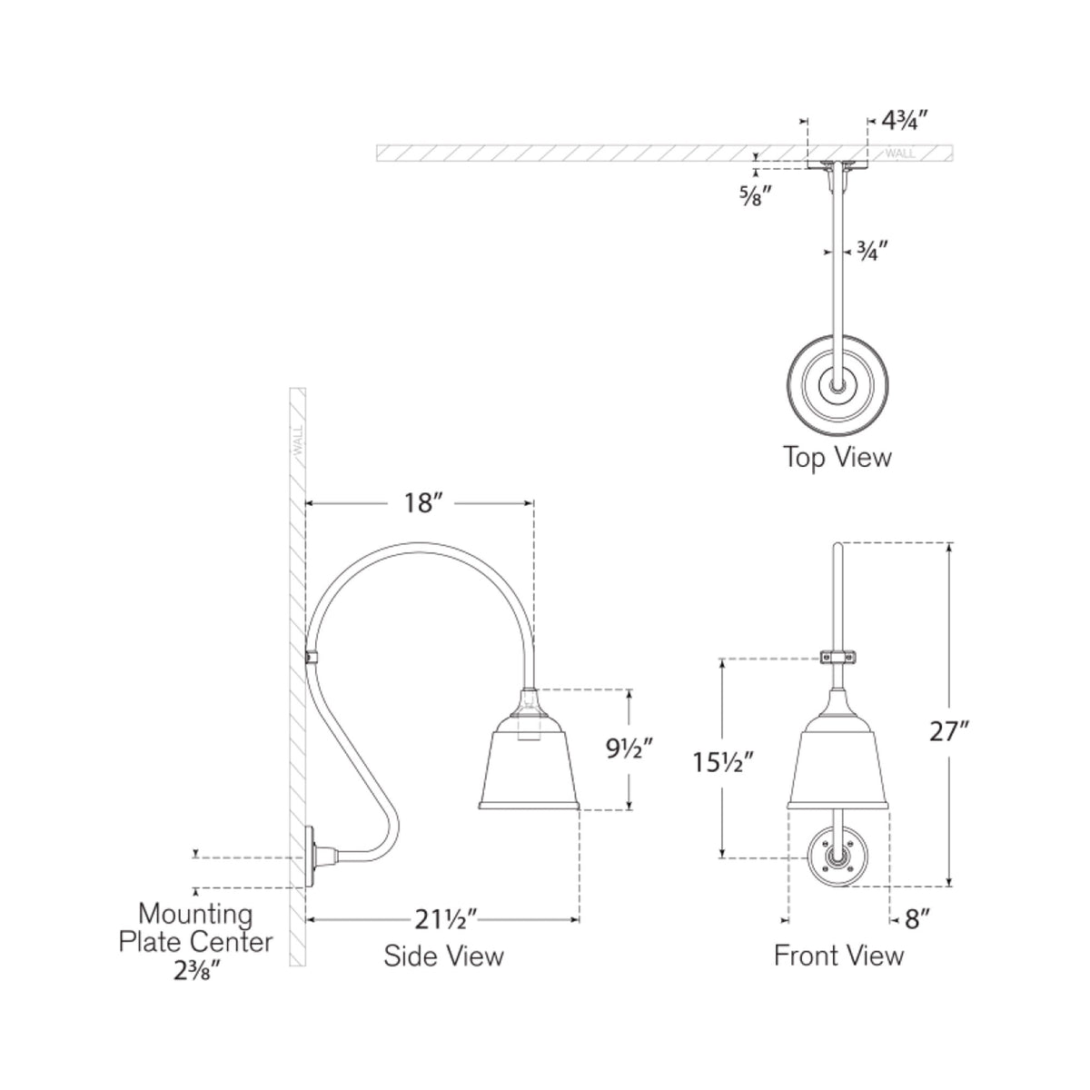 Academy Larrabee Barn Outdoor Wall Light - line drawing.