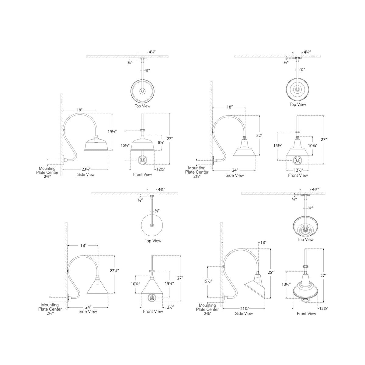Academy Larrabee Barn Outdoor Wall Light - line drawing.
