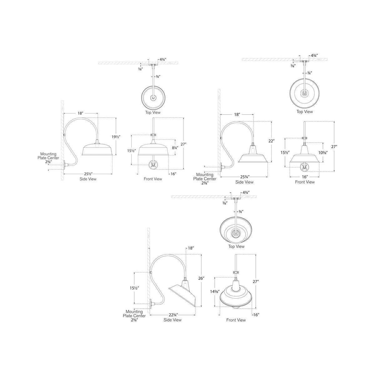 Academy Larrabee Barn Outdoor Wall Light - line drawing.