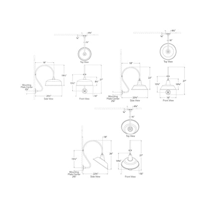 Academy Larrabee Barn Outdoor Wall Light - line drawing.
