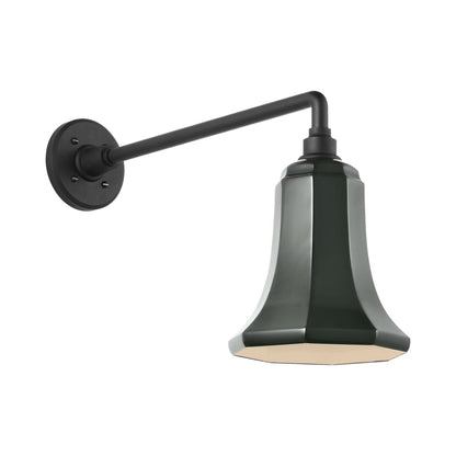 Academy Mack Barn Outdoor Wall Light in Matte Black (7.5-Inch Green Savannah Shade).