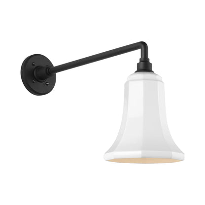Academy Mack Barn Outdoor Wall Light in Matte Black (7.5-Inch White Savannah Shade).