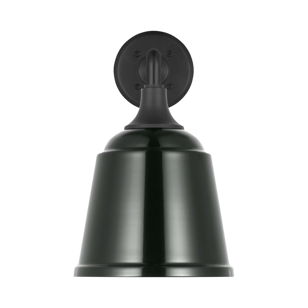 Academy Mack Barn Outdoor Wall Light in Matte Black (8-Inch Green Rockhouse Shade).