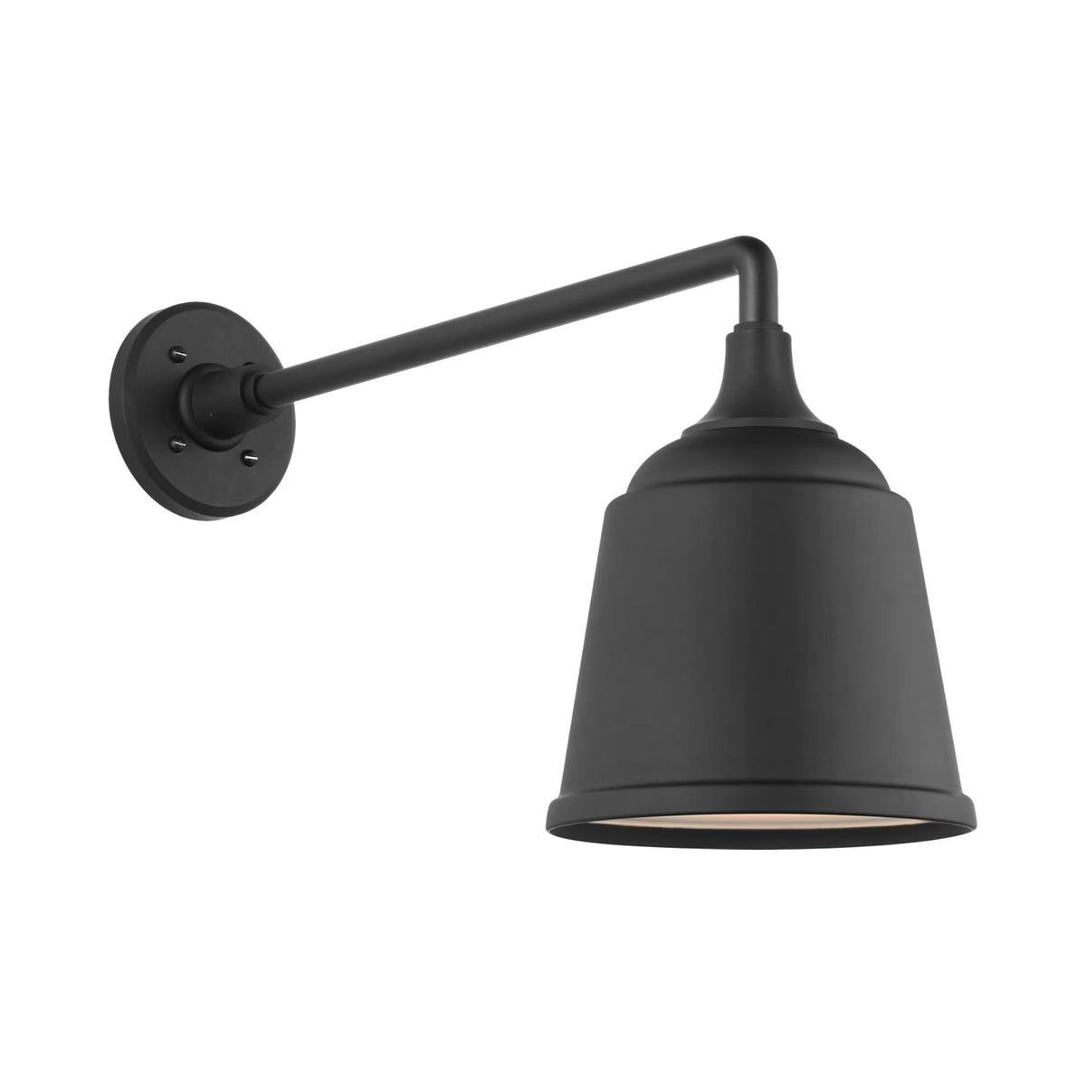 Academy Mack Barn Outdoor Wall Light in Matte Black (8-Inch Matte Black Rockhouse Shade).