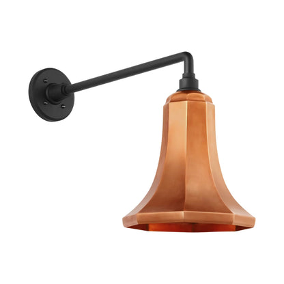 Academy Mack Barn Outdoor Wall Light in Matte Black (9.25-Inch Soft Copper Savannah Shade).
