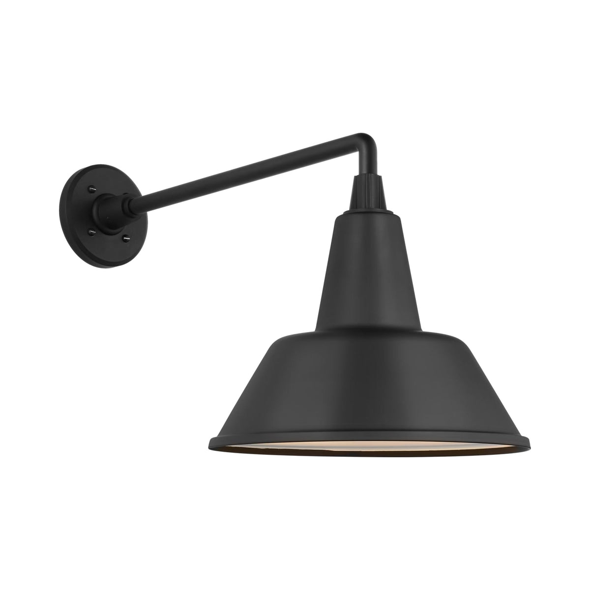 Academy Mack Barn Outdoor Wall Light in Matte Black (12.5-Inch Matte Black Bowers Shade).