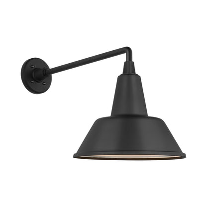 Academy Mack Barn Outdoor Wall Light in Matte Black (12.5-Inch Matte Black Bowers Shade).