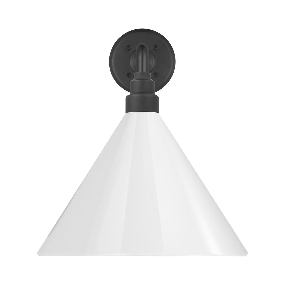Academy Mack Barn Outdoor Wall Light in Matte Black (12.5-Inch White Conical Savannah Shade).
