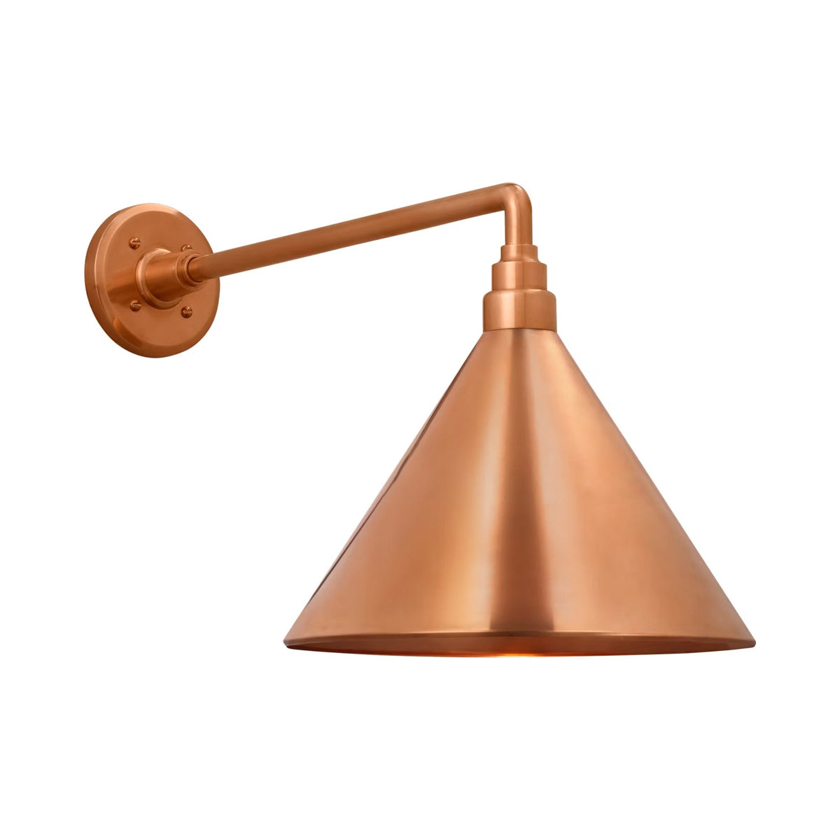 Academy Mack Barn Outdoor Wall Light in Soft Copper (12.5-Inch Soft Copper Conical Savannah Shade).