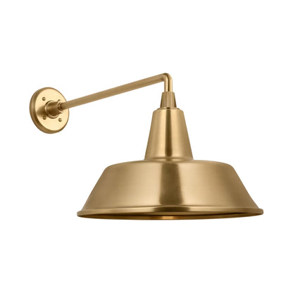 Academy Mack Barn Outdoor Wall Light in Hand-Rubbed Antique Brass (16-Inch Hand-Rubbed Antique Brass Bowers Shade).