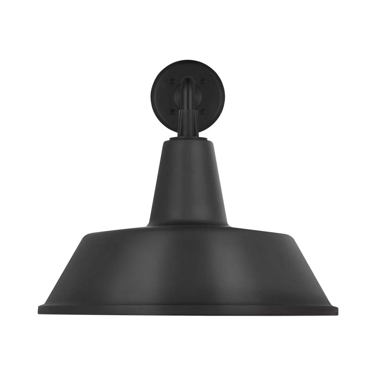 Academy Mack Barn Outdoor Wall Light in Matte Black (16-Inch Matte Black Bowers Shade).