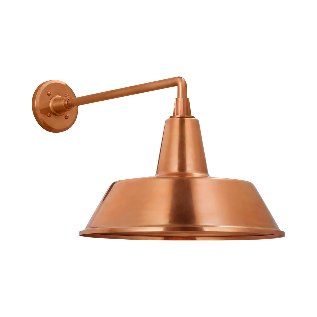 Academy Mack Barn Outdoor Wall Light in Soft Copper (16-Inch Soft Copper Bowers Shade).