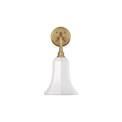 Academy Rex Barn Outdoor Wall Light in Hand-Rubbed Antique Brass (7.5-Inch White Savannah Shade).
