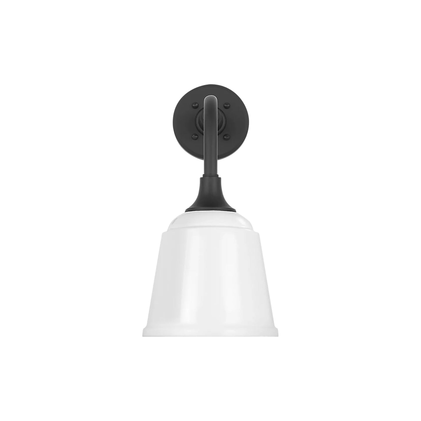 Academy Rex Barn Outdoor Wall Light in Matte Black (8-Inch White Rockhouse Shade).