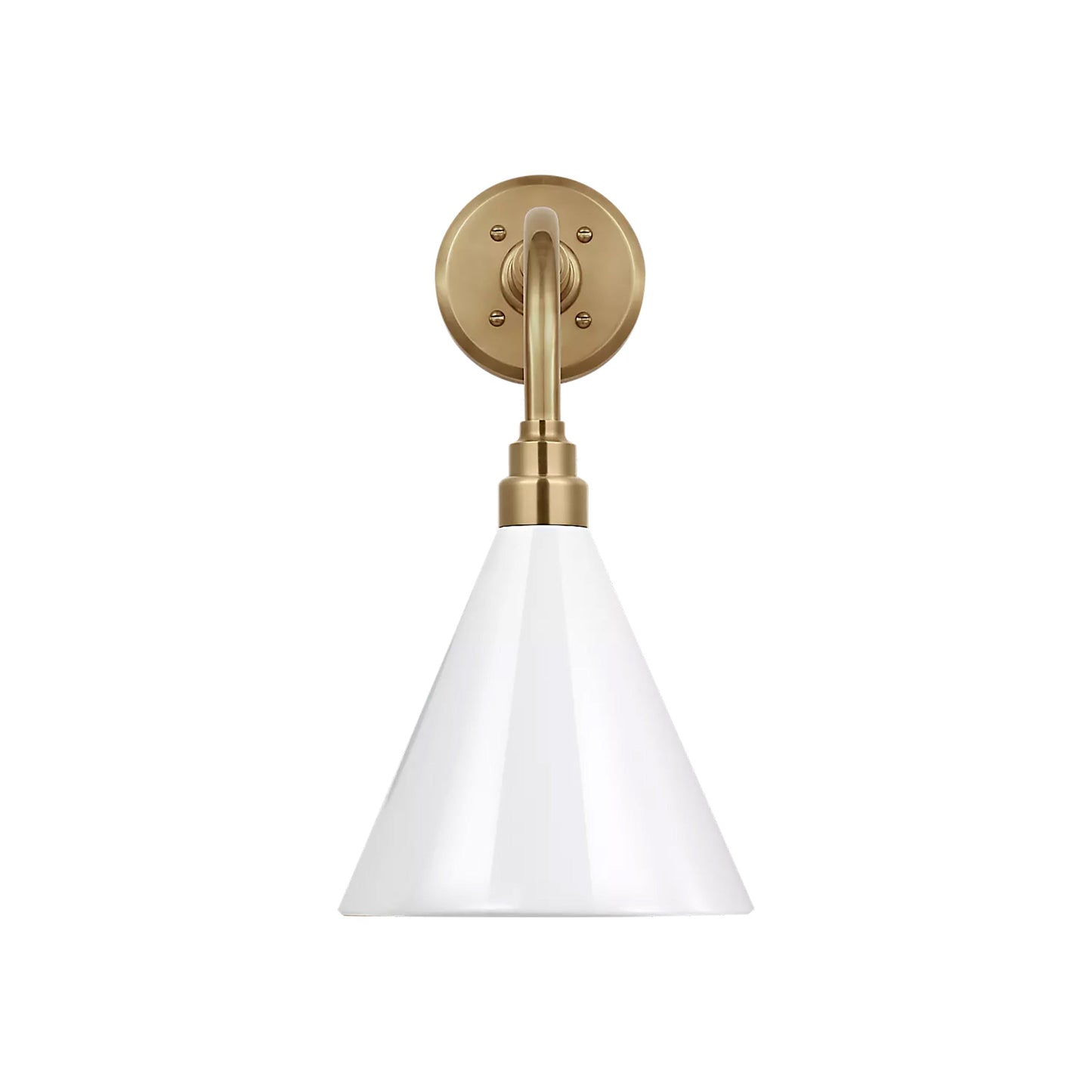 Academy Rex Barn Outdoor Wall Light in Hand-Rubbed Antique Brass (9-Inch White Conical Savannah Shade).