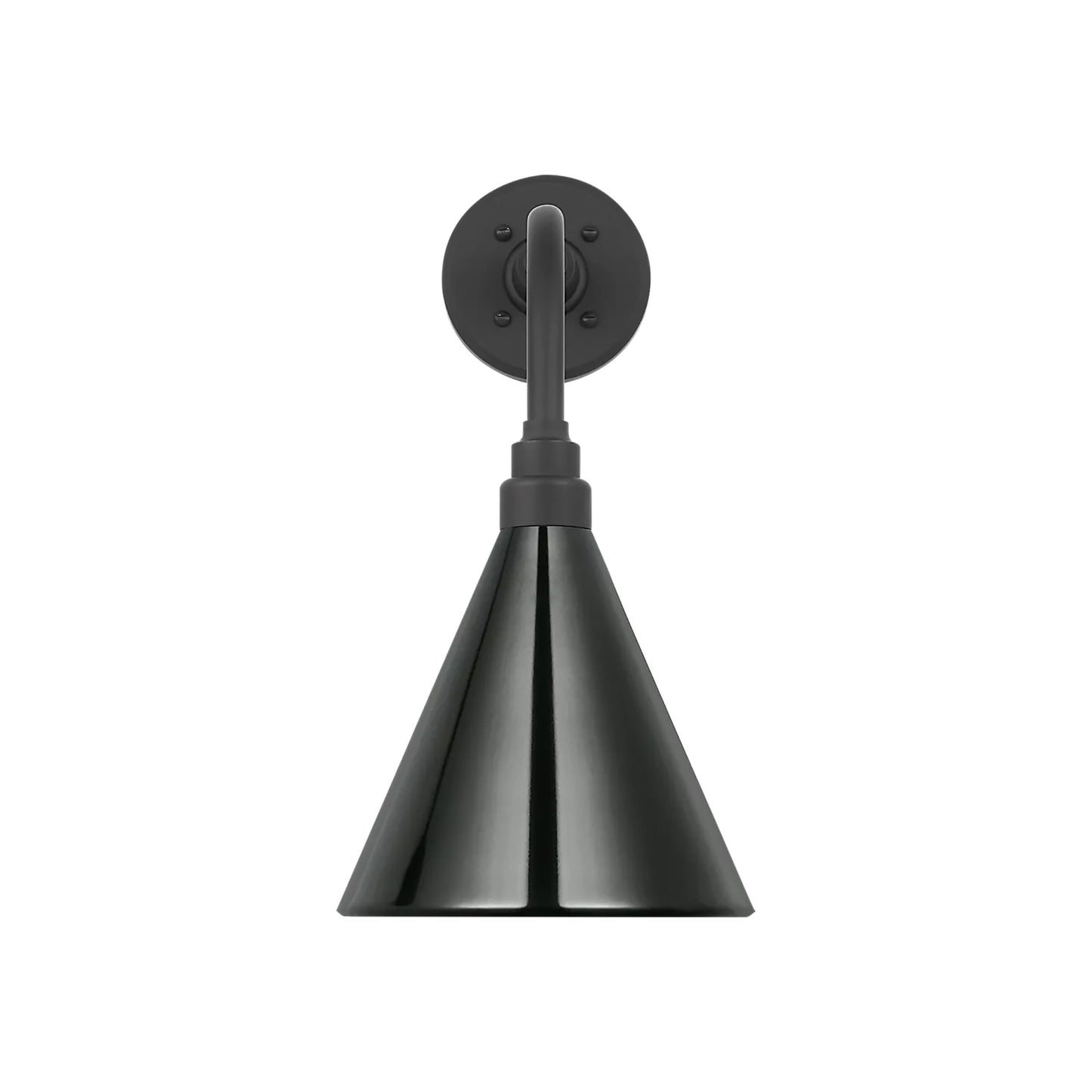 Academy Rex Barn Outdoor Wall Light in Matte Black (9-Inch Green Conical Savannah Shade).
