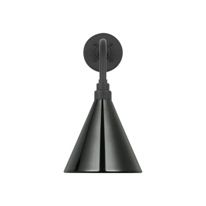 Academy Rex Barn Outdoor Wall Light in Matte Black (9-Inch Green Conical Savannah Shade).
