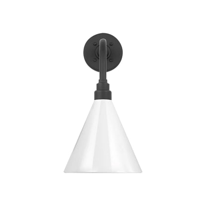 Academy Rex Barn Outdoor Wall Light in Matte Black (9-Inch White Conical Savannah Shade).