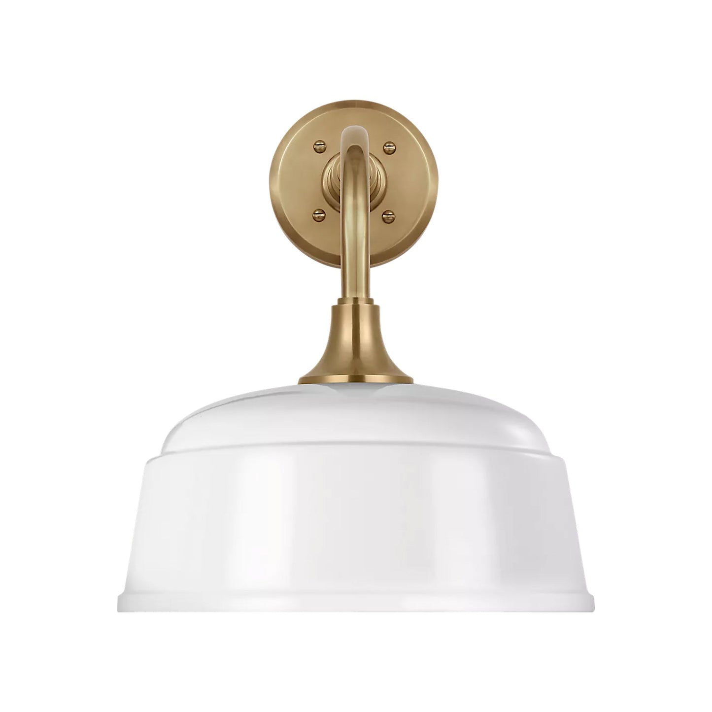 Academy Rex Barn Outdoor Wall Light in Hand-Rubbed Antique Brass (12.5-Inch White Rockhouse Shade).