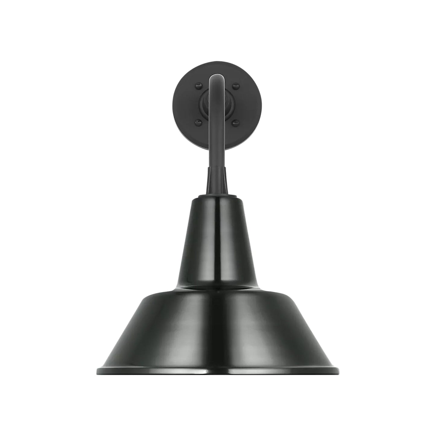 Academy Rex Barn Outdoor Wall Light in Matte Black (12.5-Inch Green Bowers Shade).
