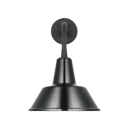 Academy Rex Barn Outdoor Wall Light in Matte Black (12.5-Inch Green Bowers Shade).