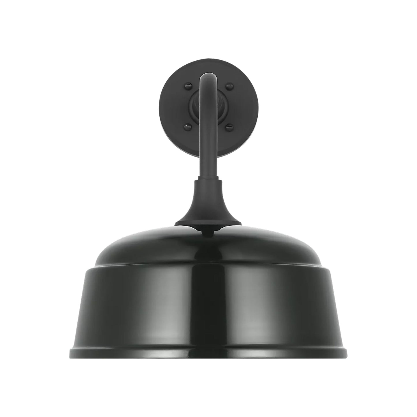 Academy Rex Barn Outdoor Wall Light in Matte Black (12.5-Inch Green Rockhouse Shade).
