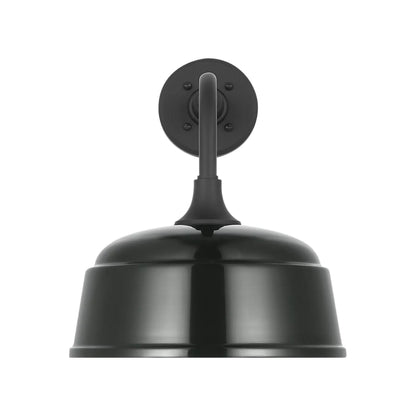 Academy Rex Barn Outdoor Wall Light in Matte Black (12.5-Inch Green Rockhouse Shade).