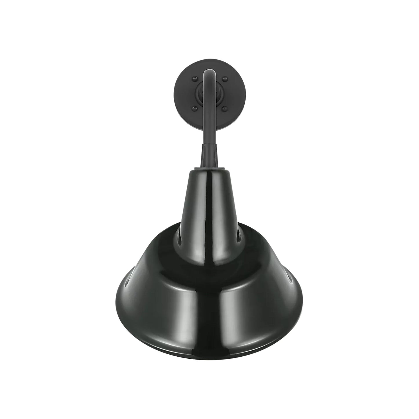 Academy Rex Barn Outdoor Wall Light in Matte Black (12.5-Inch Green Tilted Bowers Shade).